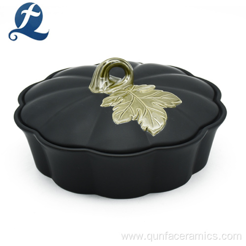 High Quality Printed Pumpkin Shaped Ceramic Cook Pot